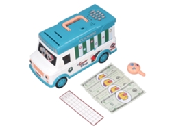 Ats caja de Ahorros Electrónica em Forma de Ônibus com Senha, Controle Remoto e Música, Azul