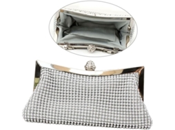 Bolsa Feminina Adornada Com Strass Prateados, Estilo Corrente, Elegante Clutch Para A Noite...