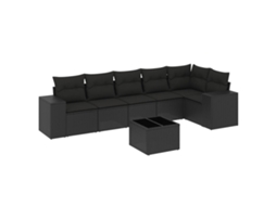 Conjunto de 7 Sofás para Jardim com Almofadões Vime Pe Preto MAISON EXCLUSIVE (7 pcs)