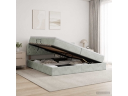 Vidaxl Cama Com Armazenamento Cinzento-claro 200 X 200 Cm Veludo