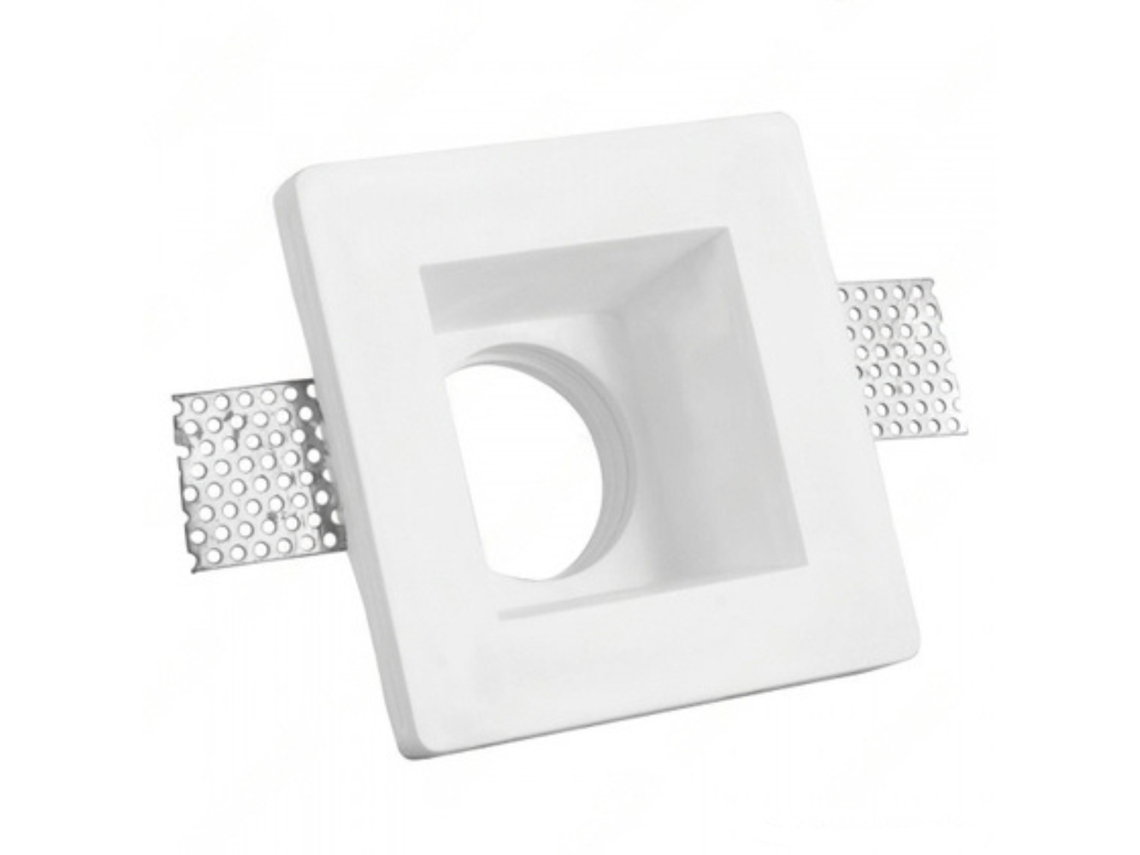 Porta-refletor Embutido Quadrado Branco De Gesso 120x120x60 Mm Para Leds Gu10 E Gu5.3