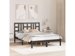 Vidaxl Estrutura de Cama 140x190 Cm Madeira Maciça Preto