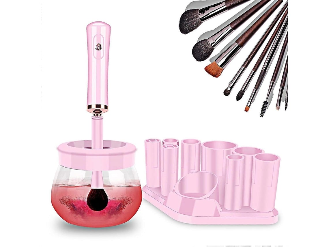 Secador De Pincéis De Maquiagem, Limpador Elétrico Super Rápido De Pincéis Com Rotação Automática Na Cor Rosa Nostalgia88