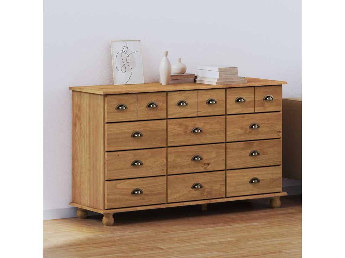 Vidaxl Cômoda Com Gaveta Askim Castanho 79 X 40 X 133,5 Cm