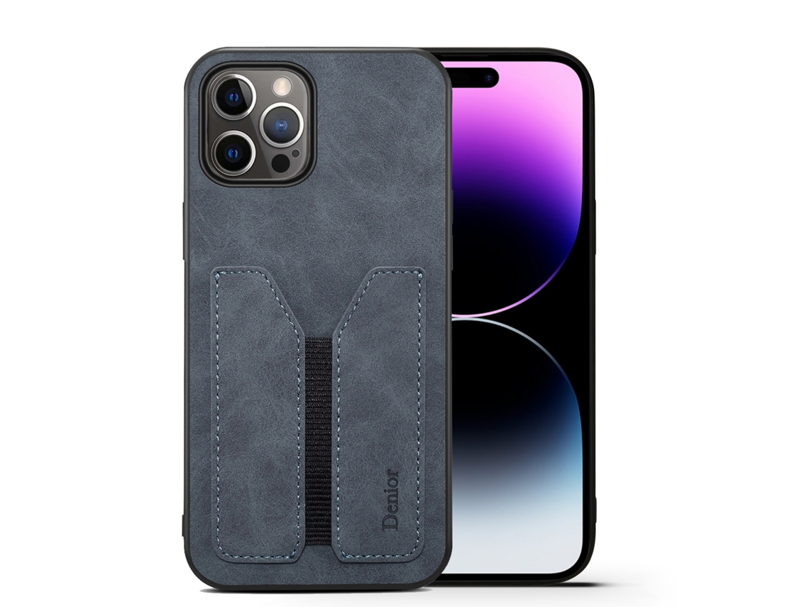 Capa Protetora De Couro Antiqueda Para Iphone 14 Plus Azul