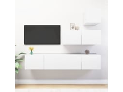Vidaxl 4 Pcs Conjunto De Móveis De Tv Derivados De Madeira Branco
