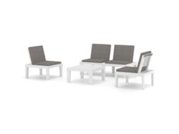 Conjunto de 4 Lounge de Jardim com Almofadões Plástico Branco MAISON EXCLUSIVE