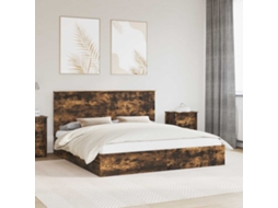 Vidaxl Cama Com Armazenamento Carvalho Defumado 180 X 200 Cm
