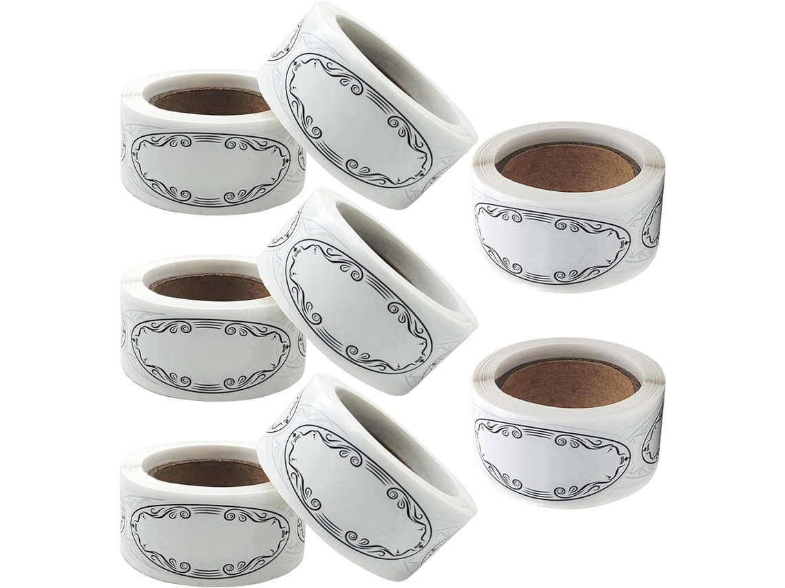 Etiquetas de Papel Branco Oval em Healeved, Adesivos para Potes Onde Se Pode Escrever, Superfície 1200 Unidade