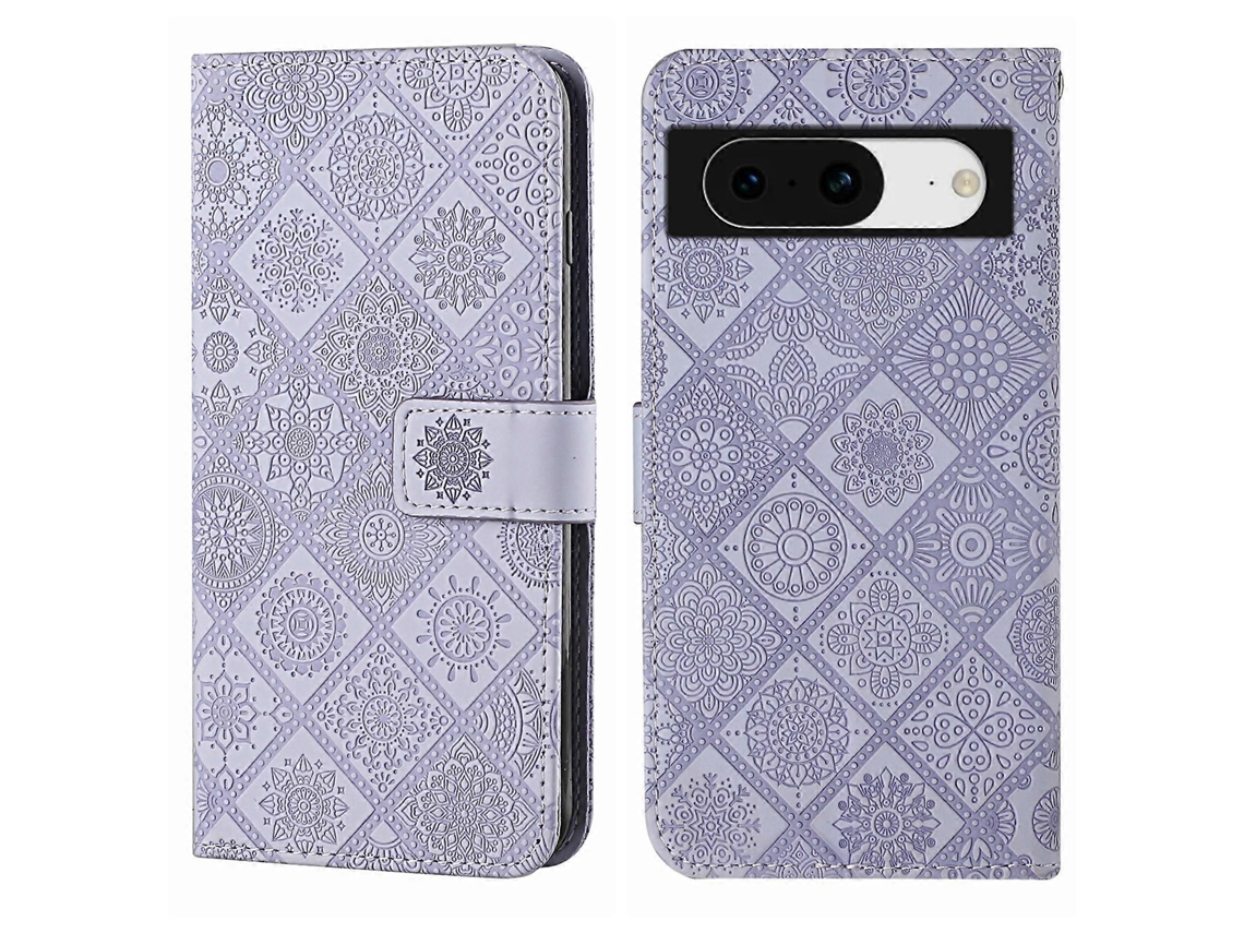 Capa De Couro Para Celular Com Padrão Étnico Em Relevo