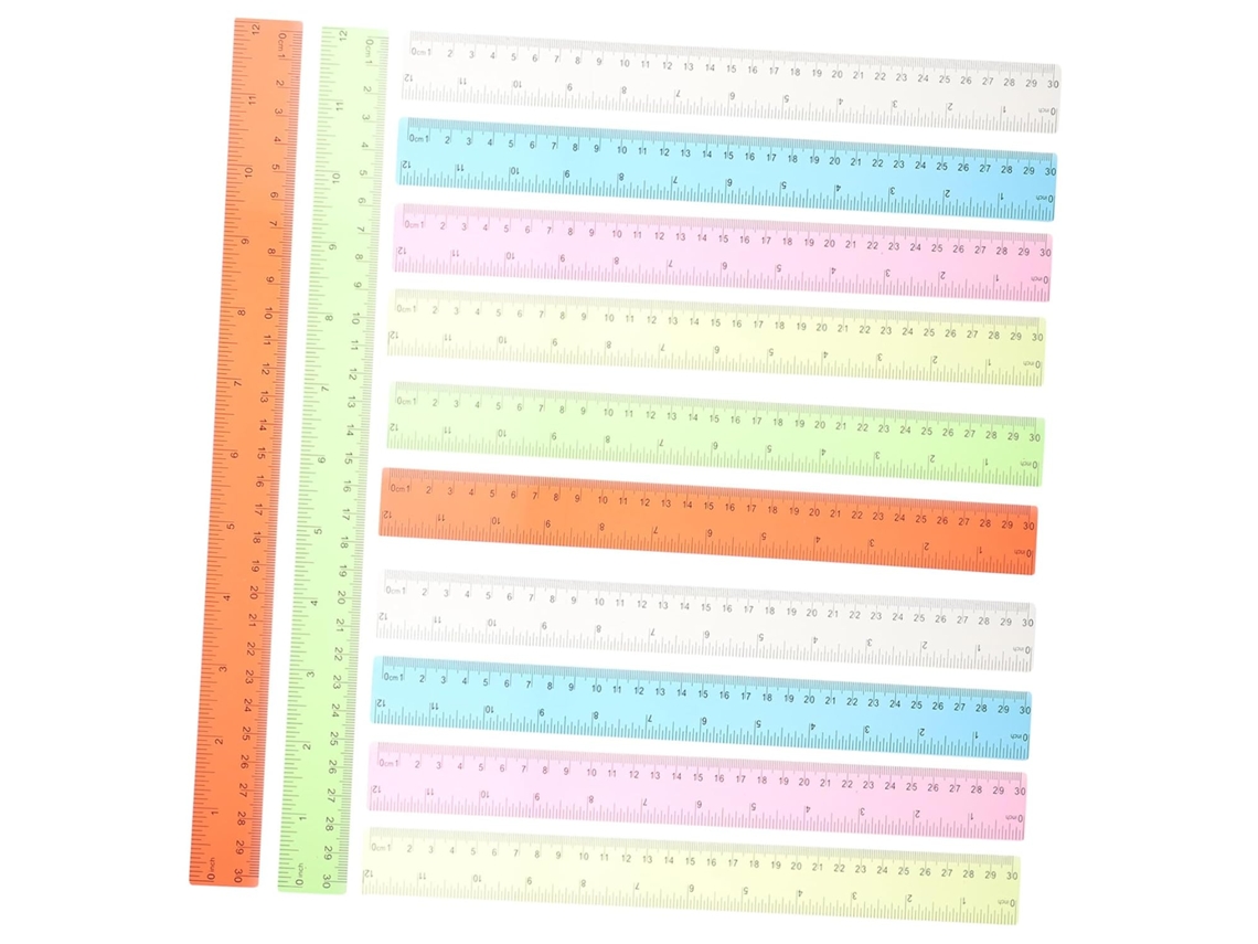 Conjunto De 12 Réguas De Plástico Jojofuny Em Cores Sortidas, Leves E