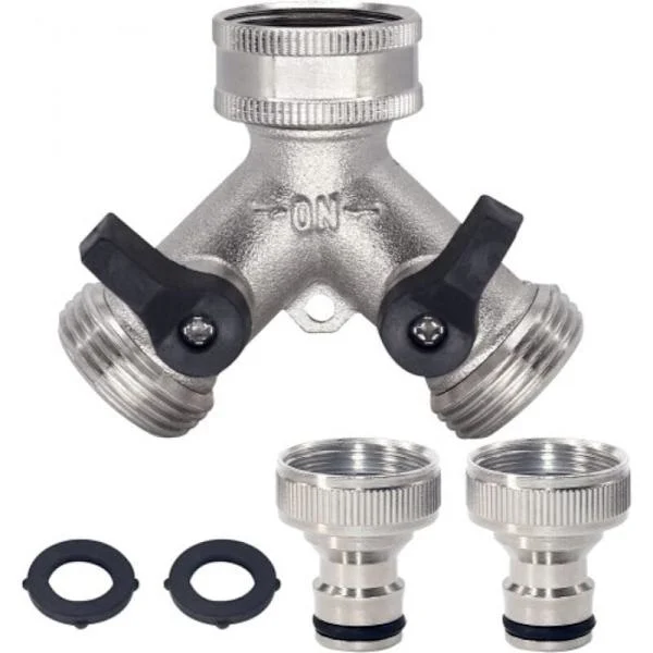 Divisor De Mangueira Flexível Bidirecional Em Latão Com Engate Rápido De 3/4"