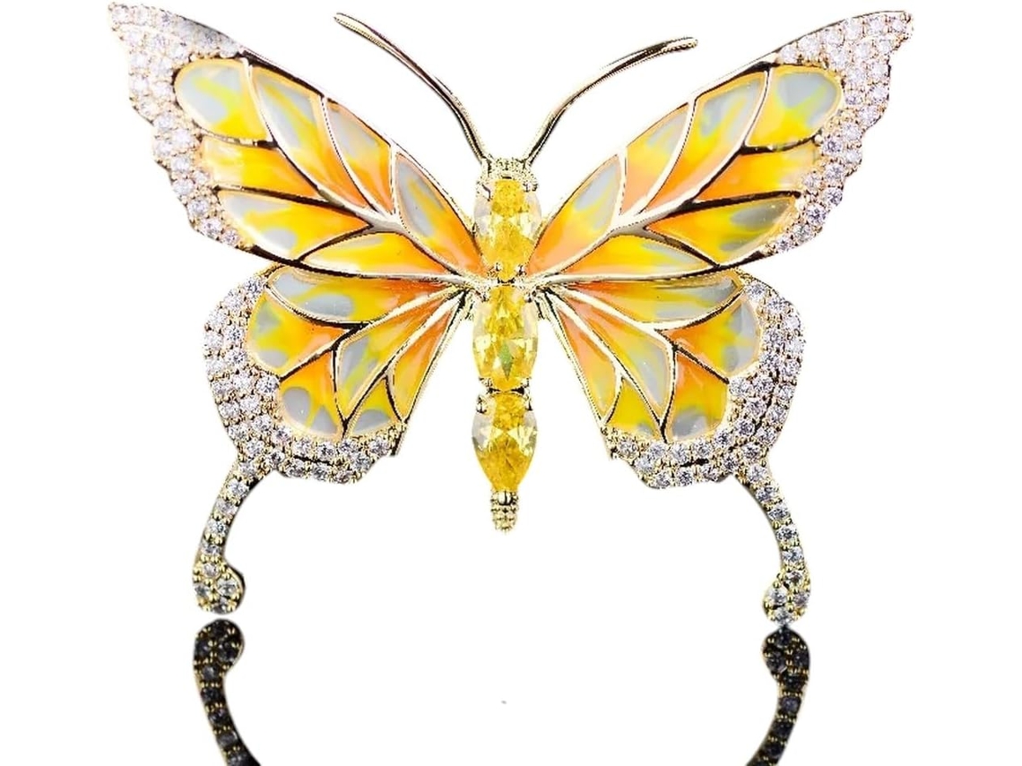 Broche De Borboleta Em Zircônia Esmaltada, Elegante E Sofisticado, Para Um Toque De Moda E Estilo