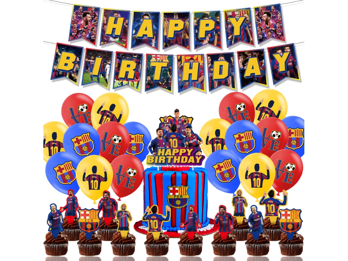 Decoração Para Festa De Aniversário Do Barcelona, ​​decoração Bolo Com Balão Da Bandeira Messi, Acessórios Barcelona
