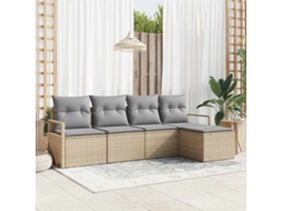 Vidaxl Conjunto De Sofás 5 Unid. Bege Vime Pe