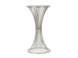 Mesa De Centro Funnel Glam Ø 50x100 Cm Em Metal Prateado E Mármore - Design Com Base Trançada Para Ambientes Modernos.