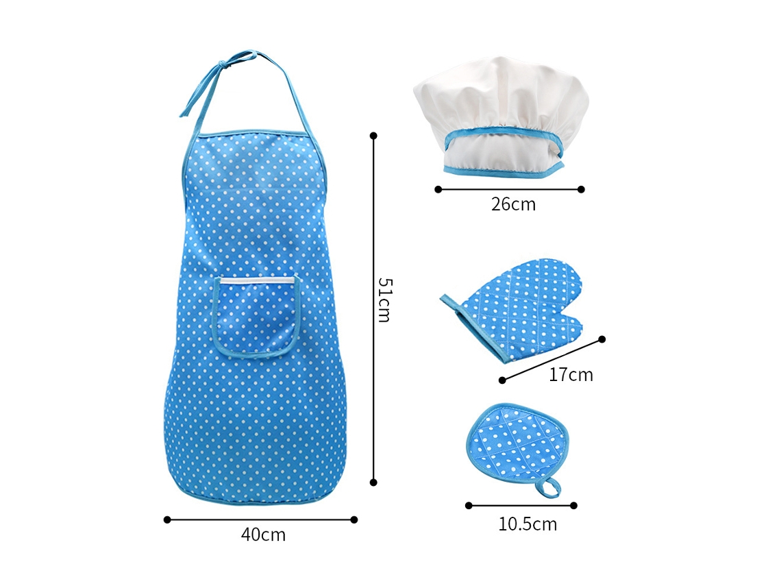 Kit De Cozinha E Bolo 18 Peças Com Chapéu Avental Luva Panelas Utensílios Menino Menina