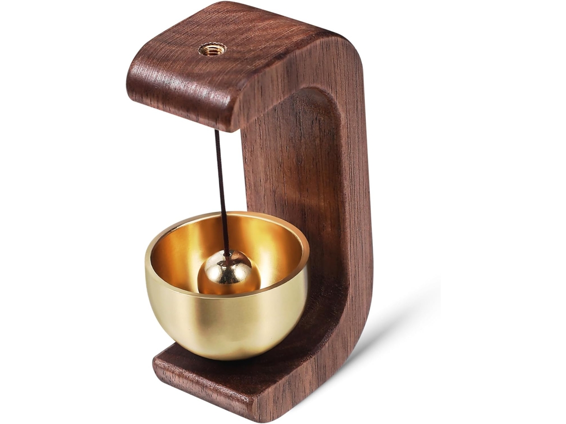 Campainha De Cobre E Madeira Com Som Agradável.