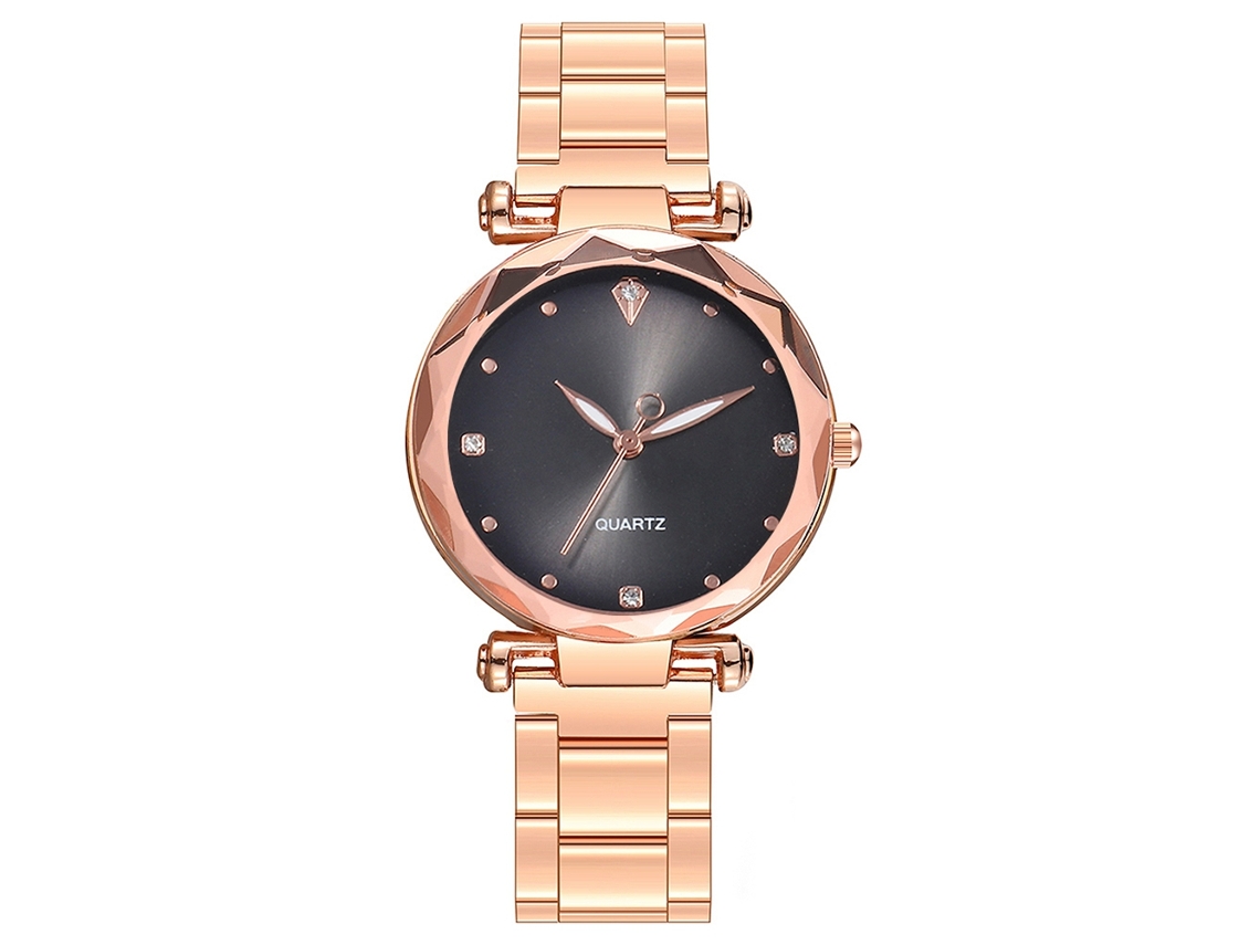 Relógio de Pulso Feminino Vansvar Moda Casual Quartzo com Strass Preto