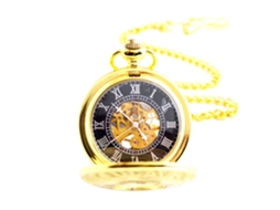 Relógio de bolso mecânico unissex estilo romano vintage dourado