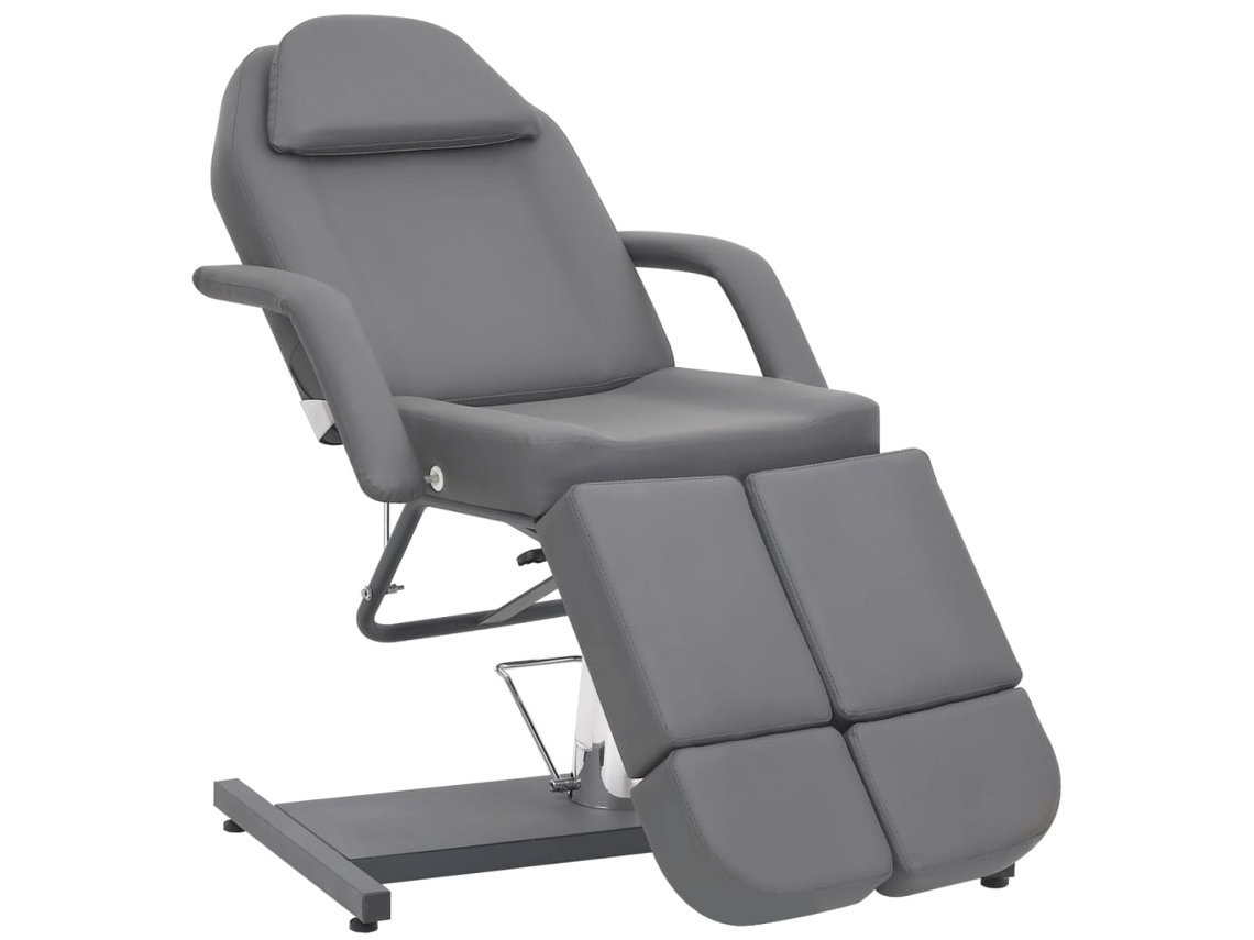 Vidaxl Cadeira De Esteticista Couro Artificial 180x62x78 Cm Cinzento