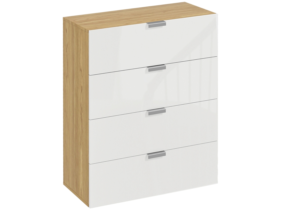Cómoda com 4 Gavetas de Alto Brilho, 70x35x92 cm, Branco DECORALAR TECH