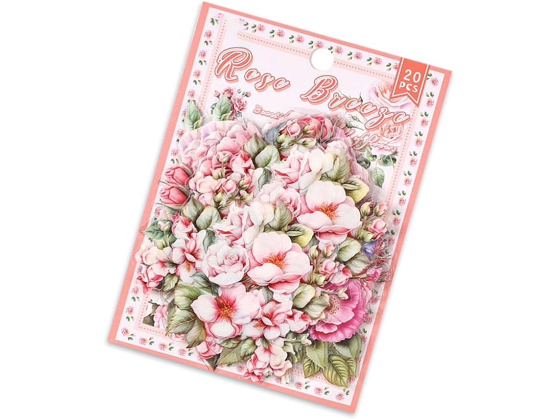 Conjunto De 20 Adesivos De Flores E Folhas, Estéticos E Resistentes À Água, Ideais Para Garrafas Laptops,