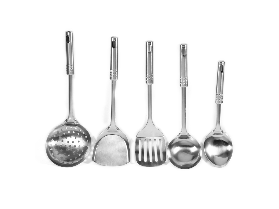 Conjunto 5 Peças Utensílios de Cozinha em Aço Inoxidável Colher Espátula Ferramentas de Cozinha | S/MARCA