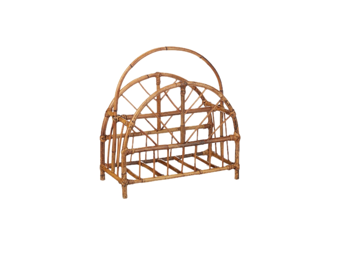 Porta-revistas Relaxdays Em Rattan, Porta-revistas Redondo, Axlxp: 47 X 43,5 X 20,5 Cm, Natural