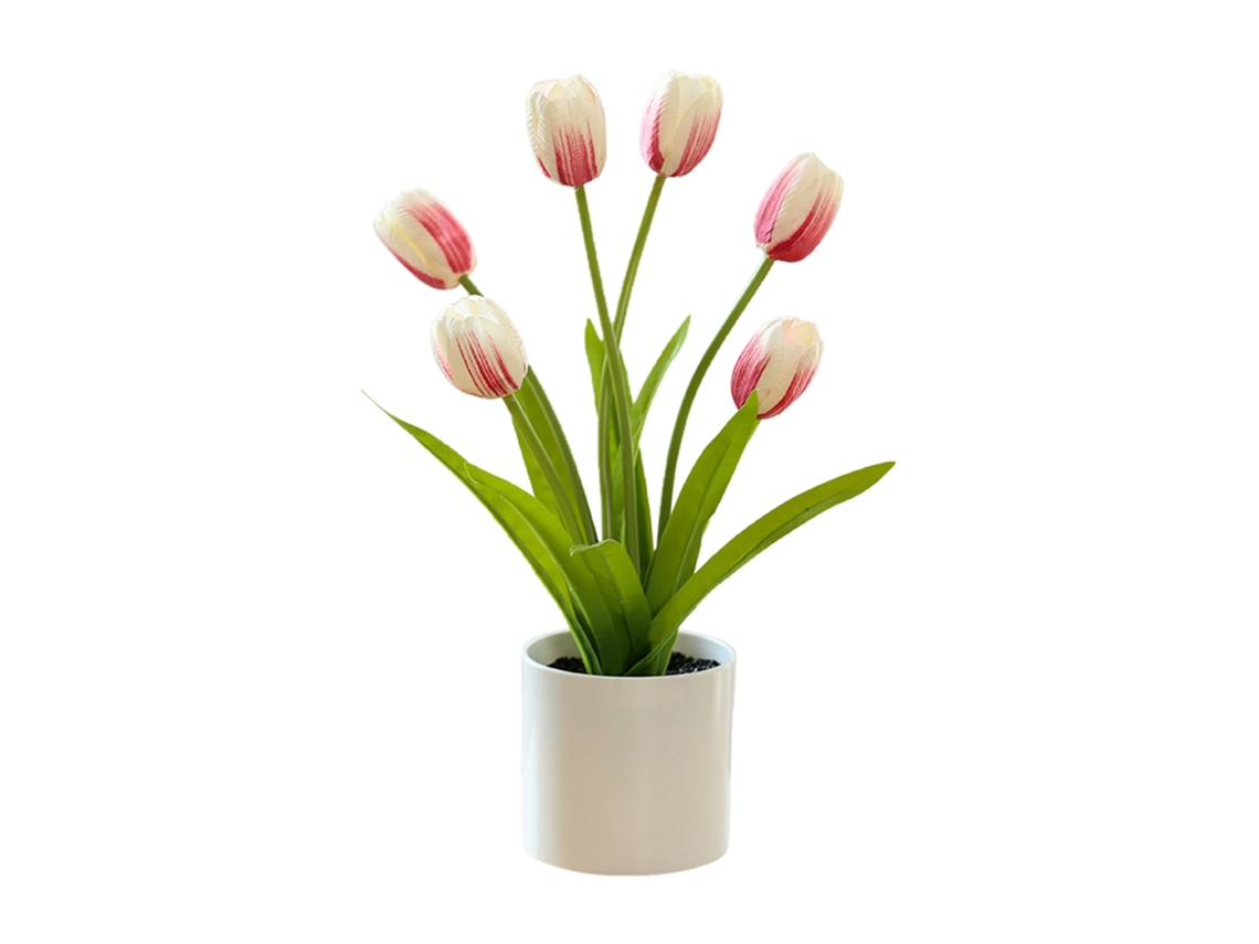 Laxiscreed Flor Artificial De Tulipa Com Seis Cabeças Em Champagne Para Decoração De Casa
