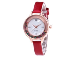 Relógio de Pulso Feminino Zhoulianfa com Pulseira Pu Slim Esfera Redonda Quartzo