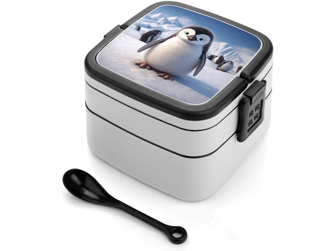 Cute Penguin1 Marmita Bento Retangular, Empilhável, À Prova De Vazamentos, Moderna E Minimalista, Com Duas Camadas