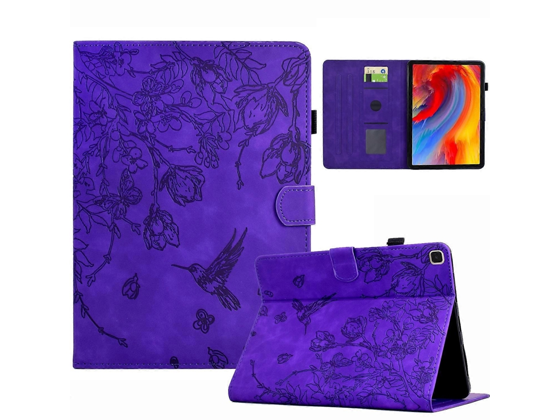 Capa de couro inteligente com estampa de flores e pássaros Webake para tablet