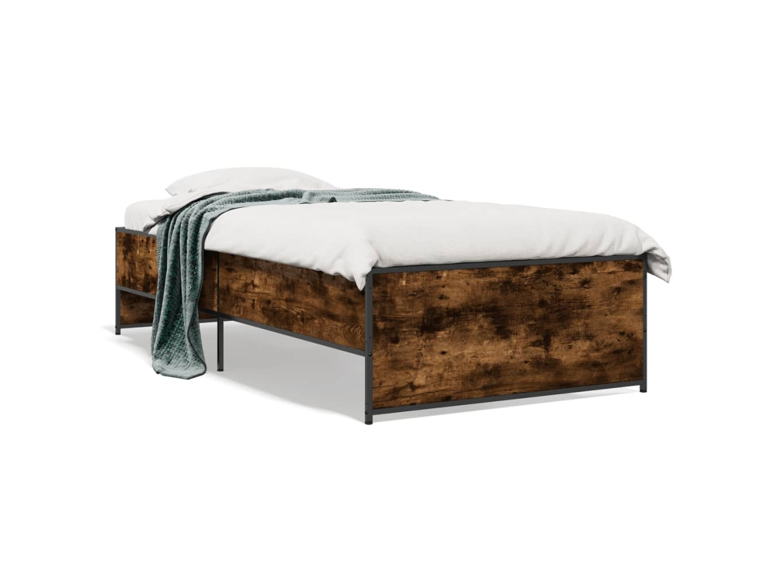 Estrutura de Cama em Derivados de Madeira e Metal Carvalho Fumado MAISON EXCLUSIVE
