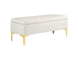 Banco com assento e compartimento de armazenamento BTFORUS, suporta até 120kg, 120x44x44,5cm, bege