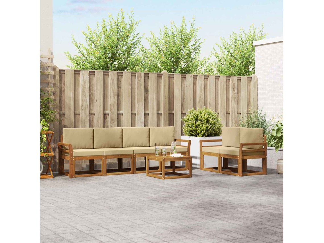 Vidaxl Conjunto De Sofás Para Exterior 7 Unid. Natural E Bege