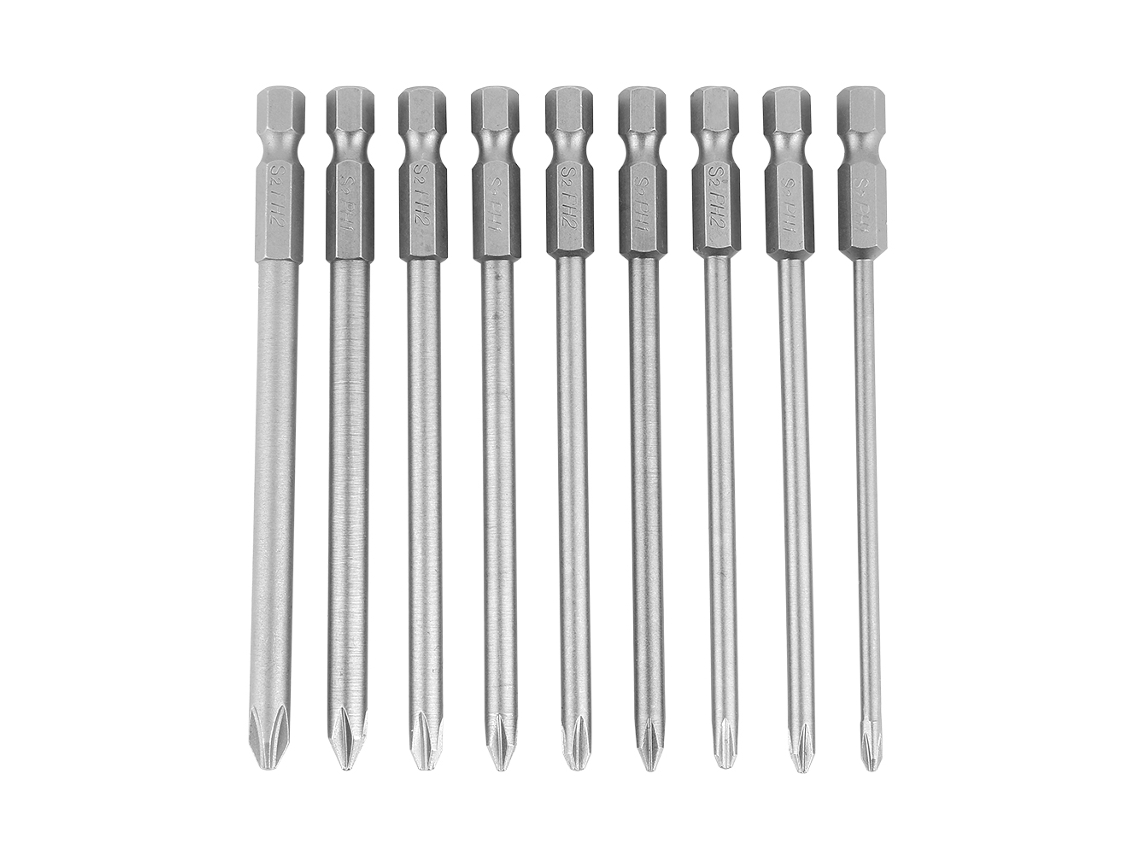 Conjunto de 9 Pontas de Chave Phillips Ph1 Ph2 S/MARCA com Cabo Hexagonal