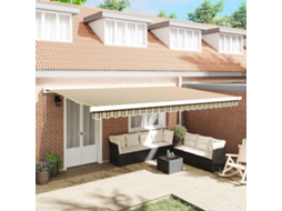 Vidaxl Toldo Retrátil Verde E Amarelo 500 × 300 Cm Lona E Alumínio