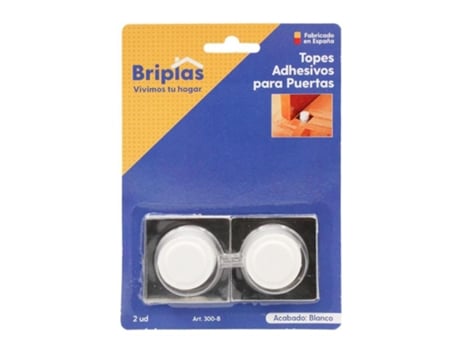 Tope Puerta Base Acero Inox Adh 2 Ud Blanco Blister 2 Briplas