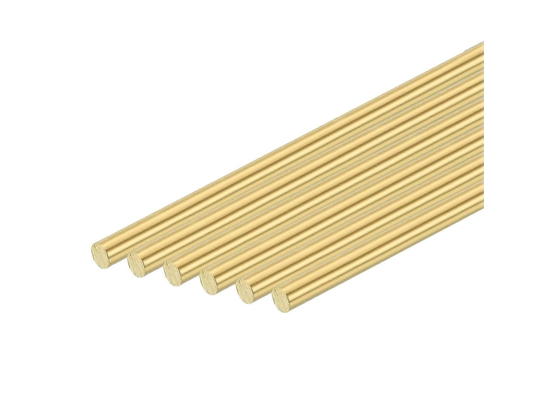 8 Peças De Varão Redondo Sólido De Latão H62, 5/32 Polegadas (4mm) De Diâmetro, 16 Polegadas (406mm) De Comprimento