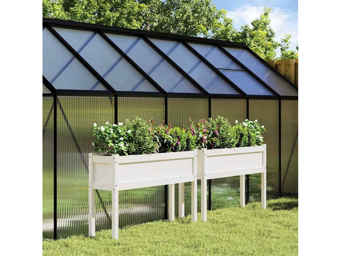 Vidaxl Vasos/floreiras De Jardim Com Pernas 2 Pcs Pinho Maciço Branco