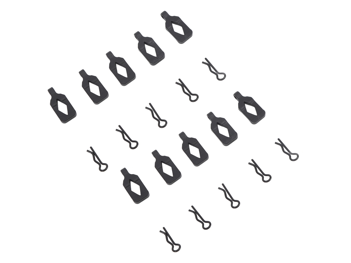 10 Peças Clips Pinos Corpo Rc Leves Resistentes Pinos R Curvos Para Axial 1/24 Scx24 Axi206000 Carro Rc Preto