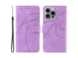 Capa Em Couro Pu, Com Suporte Para Apple Iphone 16 Pro Max - Roxo Claro