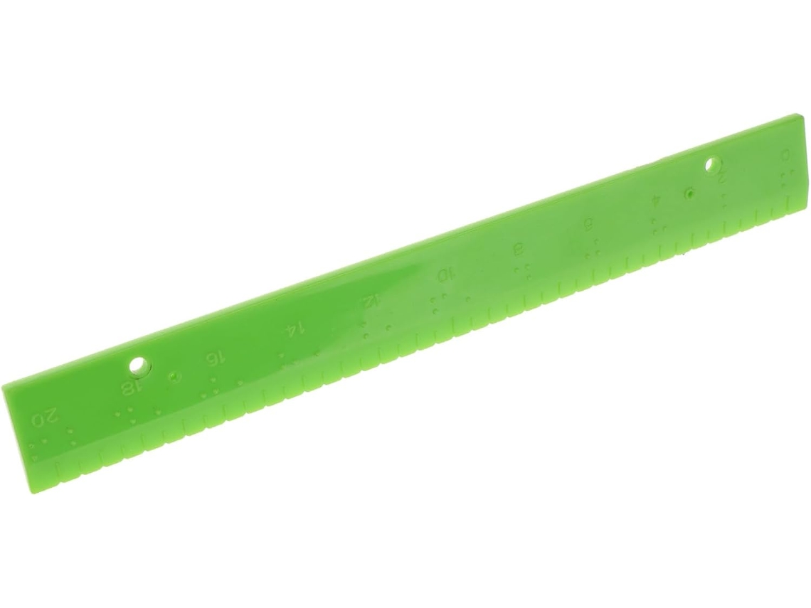 Suporte Braille em PVC verde para deficientes visuais, acessório de medição portátil seguro e confortável para aprendizes.