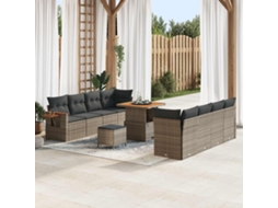 Vidaxl Conjunto De Sofá De Jardim 11 Pcs Cinzeto Vime Pe