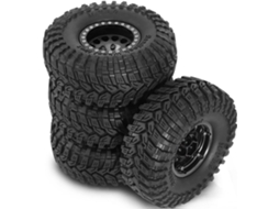 Conjunto de 4 pneus SFUSHOS de metal, 1,9 polegadas, para todos os terrenos, preto