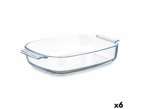 Recipiente de Cozinha com Pegas Transparente Vidro de Borosilicato 3,8 L 38x6,5x25,4 cm 6 Unidades