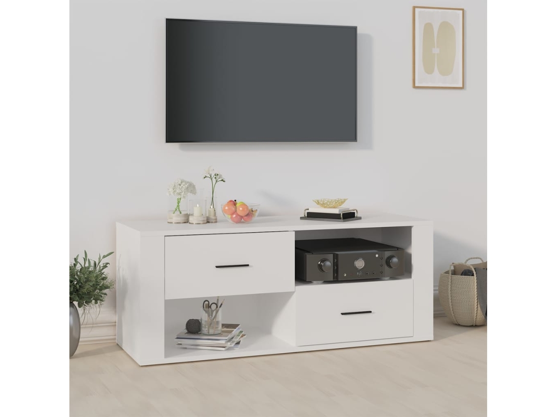 Vidaxl Móvel P/ Tv 100x35x40cm Madeira Processada Branco