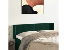 Vidaxl Cabeceira De Cama C/ Abas Tecido 147x16x78/88cm Verde-escuro