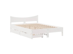 Estrutura de Cama com Gavetas 140x200 cm Pinho Maciço Branco MAISON EXCLUSIVE
